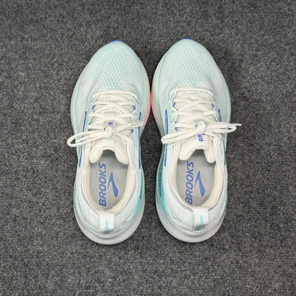 Brooks Glycerin GTS 22 Running Shoes Women's 9D White Limpet Shell Amparo Blue